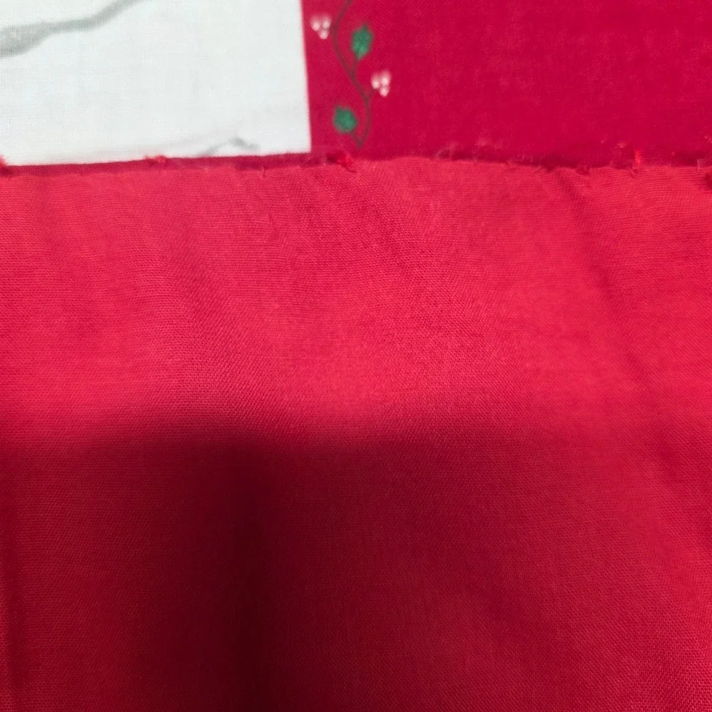 Vintage Christmas Winter Village Scenic Red Border Wall Hanging Ribbon Loops